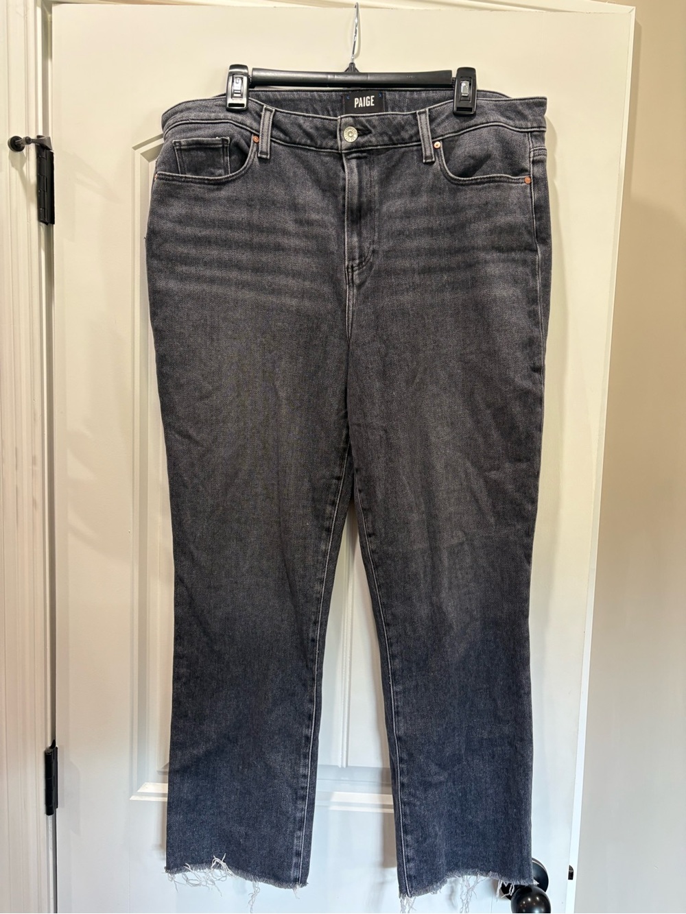 PAIGE Straight Leg Jeans in Washed Black